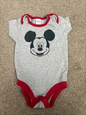 Disney Gray Bodysuit with Red Trim and Mickey Graphic